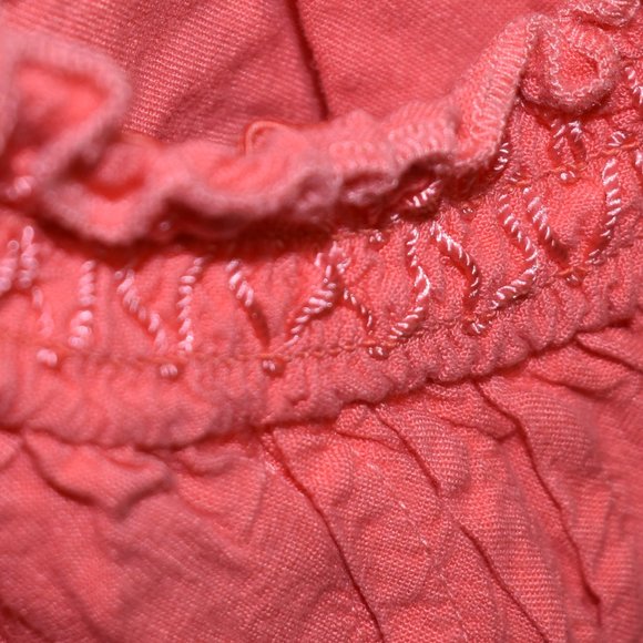 Coral Cap Sleeve Top With Pintuck Details - Picture 4 of 6